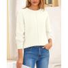 imageBTFBM Womens Loose Pullover Sweaters Fall Winter Clothes 2025 Crewneck Slouchy Sweater Long Sleeve Casual Knitted TopsWhite
