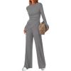 imageBTFBM Two Piece Sets For Women 2025 Asymmetrical Off Shoulder Wide Leg Pants Lounge Set Airport Outfits Fall ClothesGrey