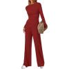 imageBTFBM Two Piece Sets For Women 2025 Asymmetrical Off Shoulder Wide Leg Pants Lounge Set Airport Outfits Fall ClothesRed