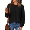 imageBTFBM Womens Loose Pullover Sweaters Fall Winter Clothes 2025 Crewneck Slouchy Sweater Long Sleeve Casual Knitted TopsBlack