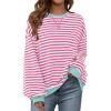 imageBTFBM Womens Oversized Striped Sweatshirt Crewneck Long Sleeve Pullover Top Casual Y2K Fall Clothes 2025 Workout Shirt