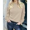 imageBTFBM Fall Sweaters for Women 2025 Crew Neck Long Sleeve Hollow Out Swiss Dot Knit Casual Pullover Tops Fashion ClothingApricot