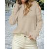 imageBTFBM Fall Sweaters for Women 2025 Crew Neck Long Sleeve Hollow Out Swiss Dot Knit Casual Pullover Tops Fashion ClothingApricot