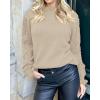 imageBTFBM Fall Sweaters for Women 2025 Crew Neck Long Sleeve Hollow Out Swiss Dot Knit Casual Pullover Tops Fashion ClothingApricot