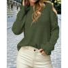 imageBTFBM Fall Sweaters for Women 2025 Crew Neck Long Sleeve Hollow Out Swiss Dot Knit Casual Pullover Tops Fashion ClothingArmy Green