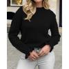 imageBTFBM Fall Sweaters for Women 2025 Crew Neck Long Sleeve Hollow Out Swiss Dot Knit Casual Pullover Tops Fashion ClothingBlack