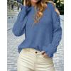 imageBTFBM Fall Sweaters for Women 2025 Crew Neck Long Sleeve Hollow Out Swiss Dot Knit Casual Pullover Tops Fashion ClothingBlue