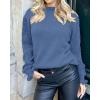 imageBTFBM Fall Sweaters for Women 2025 Crew Neck Long Sleeve Hollow Out Swiss Dot Knit Casual Pullover Tops Fashion ClothingBlue