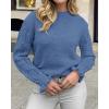 imageBTFBM Fall Sweaters for Women 2025 Crew Neck Long Sleeve Hollow Out Swiss Dot Knit Casual Pullover Tops Fashion ClothingBlue
