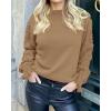imageBTFBM Fall Sweaters for Women 2025 Crew Neck Long Sleeve Hollow Out Swiss Dot Knit Casual Pullover Tops Fashion ClothingKhaki