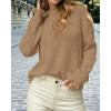 imageBTFBM Fall Sweaters for Women 2025 Crew Neck Long Sleeve Hollow Out Swiss Dot Knit Casual Pullover Tops Fashion ClothingKhaki