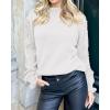 imageBTFBM Fall Sweaters for Women 2025 Crew Neck Long Sleeve Hollow Out Swiss Dot Knit Casual Pullover Tops Fashion ClothingWhite