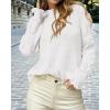 imageBTFBM Fall Sweaters for Women 2025 Crew Neck Long Sleeve Hollow Out Swiss Dot Knit Casual Pullover Tops Fashion ClothingWhite