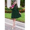 imageBTFBM Long Sleeve Fall Dresses for Women 2025 Summer Casual Tie Neck Ruffle Tiered A Line Wedding Guest Short Mini DressDot Dark Green