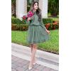 imageBTFBM Long Sleeve Fall Dresses for Women 2025 Summer Casual Tie Neck Ruffle Tiered A Line Wedding Guest Short Mini DressDot Green