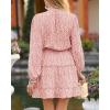 imageBTFBM Long Sleeve Fall Dresses for Women 2025 Summer Casual Tie Neck Ruffle Tiered A Line Wedding Guest Short Mini DressLeopard Pink