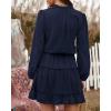 imageBTFBM Long Sleeve Fall Dresses for Women 2025 Summer Casual Tie Neck Ruffle Tiered A Line Wedding Guest Short Mini DressLong Sleeve Navy
