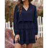 imageBTFBM Long Sleeve Fall Dresses for Women 2025 Summer Casual Tie Neck Ruffle Tiered A Line Wedding Guest Short Mini DressLong Sleeve Navy