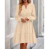 imageBTFBM Mini Dresses for Women 2025 Casual Lightweight Long Sleeve V Neck A Line Elastic Waist Party Holiday DressApricot