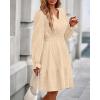 imageBTFBM Mini Dresses for Women 2025 Casual Lightweight Long Sleeve V Neck A Line Elastic Waist Party Holiday DressApricot