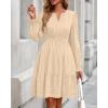 imageBTFBM Mini Dresses for Women 2025 Casual Lightweight Long Sleeve V Neck A Line Elastic Waist Party Holiday DressApricot