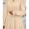 imageBTFBM Mini Dresses for Women 2025 Casual Lightweight Long Sleeve V Neck A Line Elastic Waist Party Holiday DressApricot