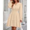 imageBTFBM Mini Dresses for Women 2025 Casual Lightweight Long Sleeve V Neck A Line Elastic Waist Party Holiday DressApricot