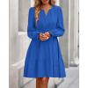 imageBTFBM Mini Dresses for Women 2025 Casual Lightweight Long Sleeve V Neck A Line Elastic Waist Party Holiday DressBlue