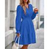 imageBTFBM Mini Dresses for Women 2025 Casual Lightweight Long Sleeve V Neck A Line Elastic Waist Party Holiday DressBlue