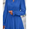 imageBTFBM Mini Dresses for Women 2025 Casual Lightweight Long Sleeve V Neck A Line Elastic Waist Party Holiday DressBlue