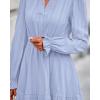 imageBTFBM Mini Dresses for Women 2025 Casual Lightweight Long Sleeve V Neck A Line Elastic Waist Party Holiday DressLight Blue
