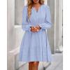 imageBTFBM Mini Dresses for Women 2025 Casual Lightweight Long Sleeve V Neck A Line Elastic Waist Party Holiday DressLight Blue