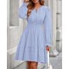 imageBTFBM Mini Dresses for Women 2025 Casual Lightweight Long Sleeve V Neck A Line Elastic Waist Party Holiday DressLight Blue