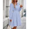 imageBTFBM Mini Dresses for Women 2025 Casual Lightweight Long Sleeve V Neck A Line Elastic Waist Party Holiday DressLight Blue