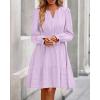 imageBTFBM Mini Dresses for Women 2025 Casual Lightweight Long Sleeve V Neck A Line Elastic Waist Party Holiday DressLight Purple