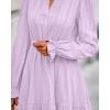 imageBTFBM Mini Dresses for Women 2025 Casual Lightweight Long Sleeve V Neck A Line Elastic Waist Party Holiday DressLight Purple