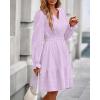 imageBTFBM Mini Dresses for Women 2025 Casual Lightweight Long Sleeve V Neck A Line Elastic Waist Party Holiday DressLight Purple