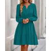 imageBTFBM Mini Dresses for Women 2025 Casual Lightweight Long Sleeve V Neck A Line Elastic Waist Party Holiday DressMalachite Green