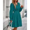 imageBTFBM Mini Dresses for Women 2025 Casual Lightweight Long Sleeve V Neck A Line Elastic Waist Party Holiday DressMalachite Green
