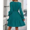 imageBTFBM Mini Dresses for Women 2025 Casual Lightweight Long Sleeve V Neck A Line Elastic Waist Party Holiday DressMalachite Green