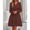 imageBTFBM Mini Dresses for Women 2025 Casual Lightweight Long Sleeve V Neck A Line Elastic Waist Party Holiday DressRed Brown