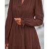 imageBTFBM Mini Dresses for Women 2025 Casual Lightweight Long Sleeve V Neck A Line Elastic Waist Party Holiday DressRed Brown
