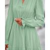 imageBTFBM Mini Dresses for Women 2025 Casual Lightweight Long Sleeve V Neck A Line Elastic Waist Party Holiday DressSage Green