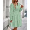 imageBTFBM Mini Dresses for Women 2025 Casual Lightweight Long Sleeve V Neck A Line Elastic Waist Party Holiday DressSage Green