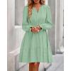 imageBTFBM Mini Dresses for Women 2025 Casual Lightweight Long Sleeve V Neck A Line Elastic Waist Party Holiday DressSage Green