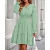 imageBTFBM Mini Dresses for Women 2025 Casual Lightweight Long Sleeve V Neck A Line Elastic Waist Party Holiday DressSage Green