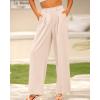 imageBTFBM Women High Waist Palazzo Pants Fall 2025 Casual Wide Leg Trousers Loose Work Office Business Suit Pant PocketsBeige