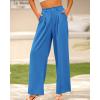 imageBTFBM Women High Waist Palazzo Pants Fall 2025 Casual Wide Leg Trousers Loose Work Office Business Suit Pant PocketsBlue