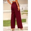imageBTFBM Women High Waist Palazzo Pants Fall 2025 Casual Wide Leg Trousers Loose Work Office Business Suit Pant PocketsBurgundy