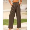 imageBTFBM Women High Waist Palazzo Pants Fall 2025 Casual Wide Leg Trousers Loose Work Office Business Suit Pant PocketsCoffee